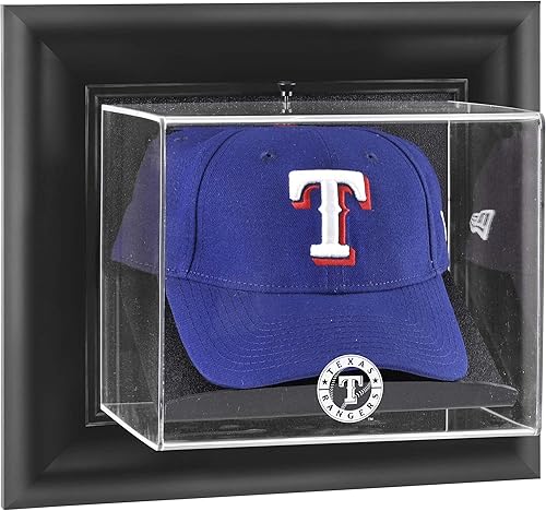 Texas Rangers Black Framed Wall-Mounted Logo Cap Display Case - Baseball Hat Logo Display Cases ''Case Only''