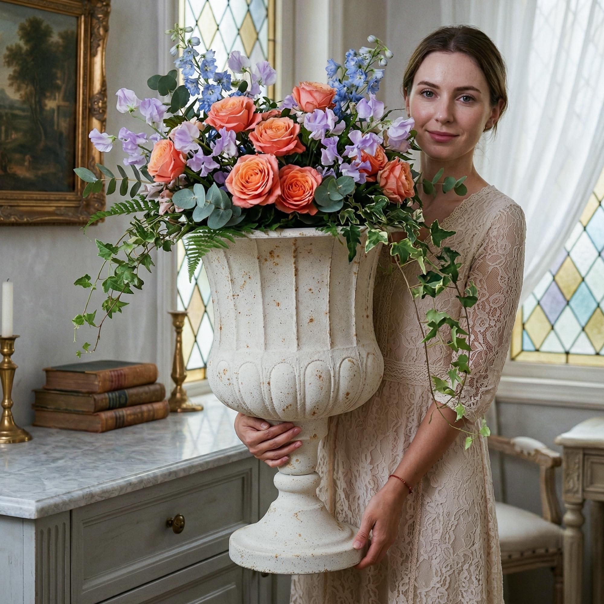 Amazon.co.jp: Worth Garden 63.5 cm H 金属製骨壺プランター 1パック