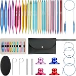 Interchangeable Circular Knitting Needles Set | 13 Pairs Metal Knitting Needles (10 cm Tips, US 2.5-15/3.0-10.0 mm) | 4 Cables (40 cm, 60 cm, 80 cm, 100 cm), Accessories & Case