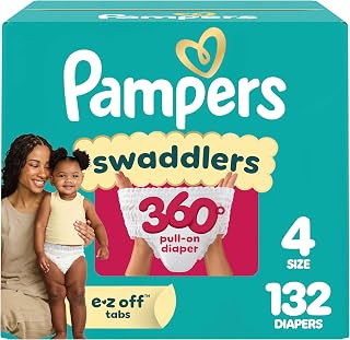 Diapers - Swaddlers 360° - Size 4, 132 Count, up to 100% Leakproof Comfy Dry Fit, Designed for Easy Changes, Pull On Baby Diaper (Packaging May Vary)