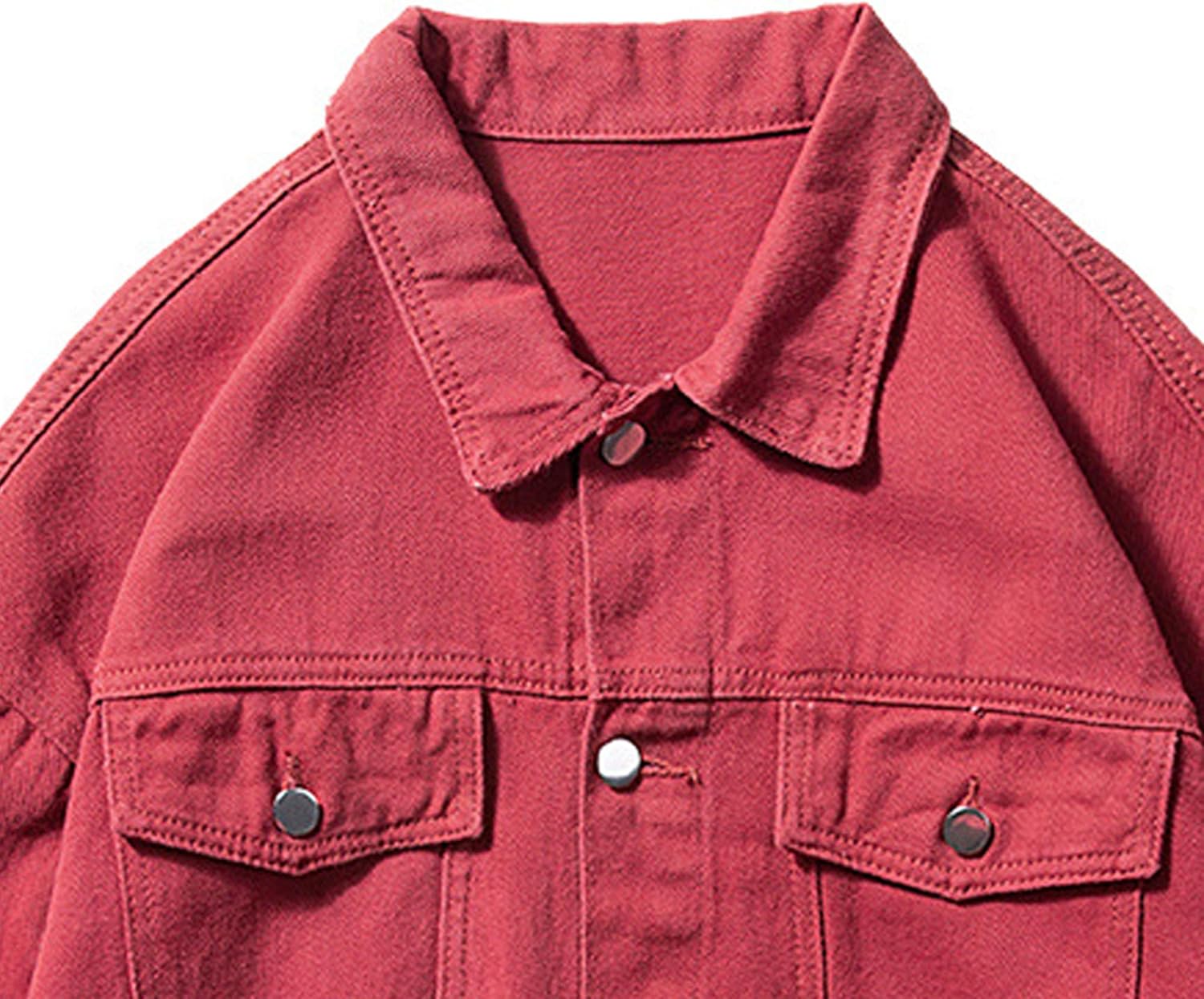 Maiyifu-GJ Men's Distressed Denim Jacket Ripped Slim Fit Casual Button Trucker Jean Jacket Cotton Lightweight Coat