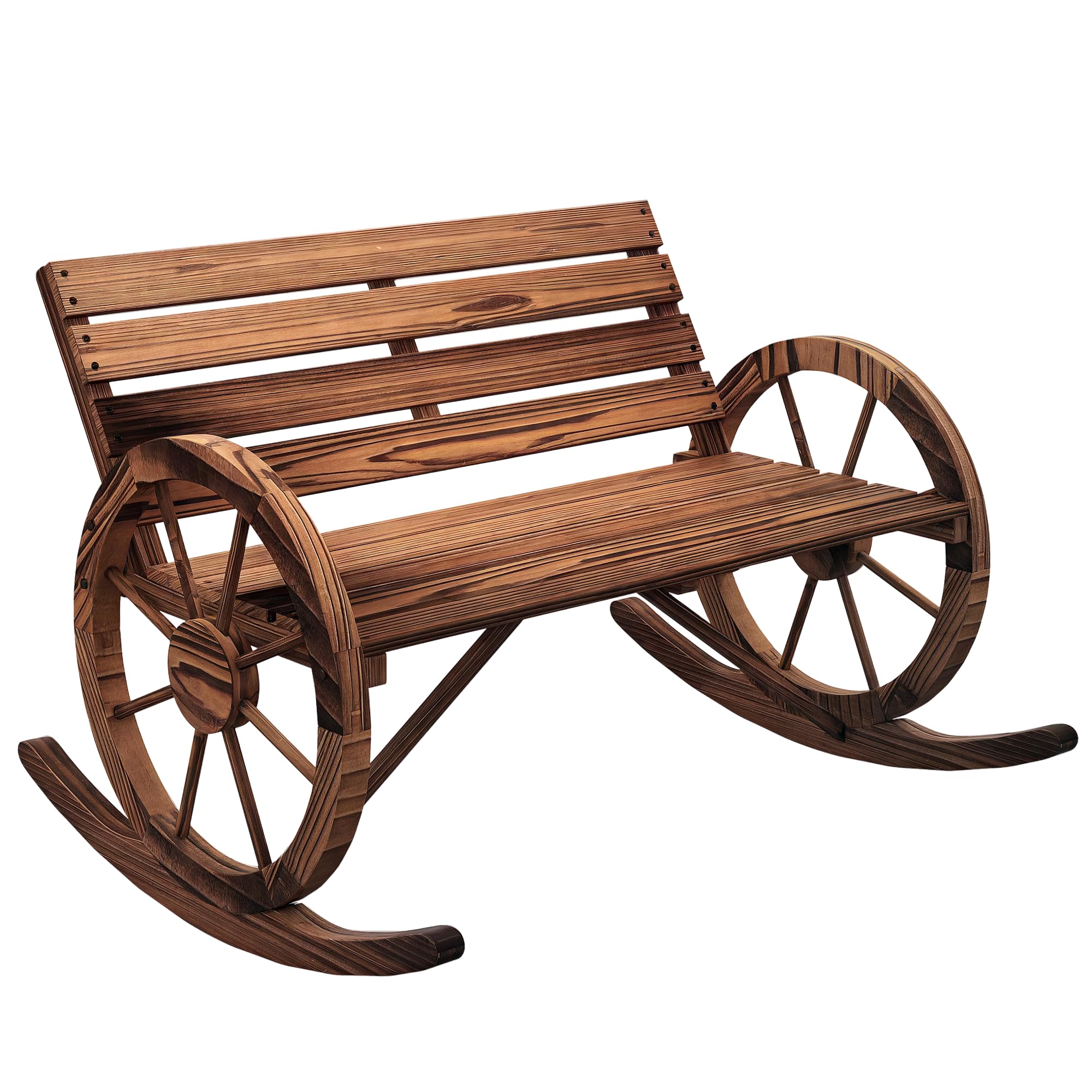 Outsunny Holz-Schaukelbank Premium Wood Swing Seat – Doppelschaukel mit Armlehnen, karbonisierte Oberfläche