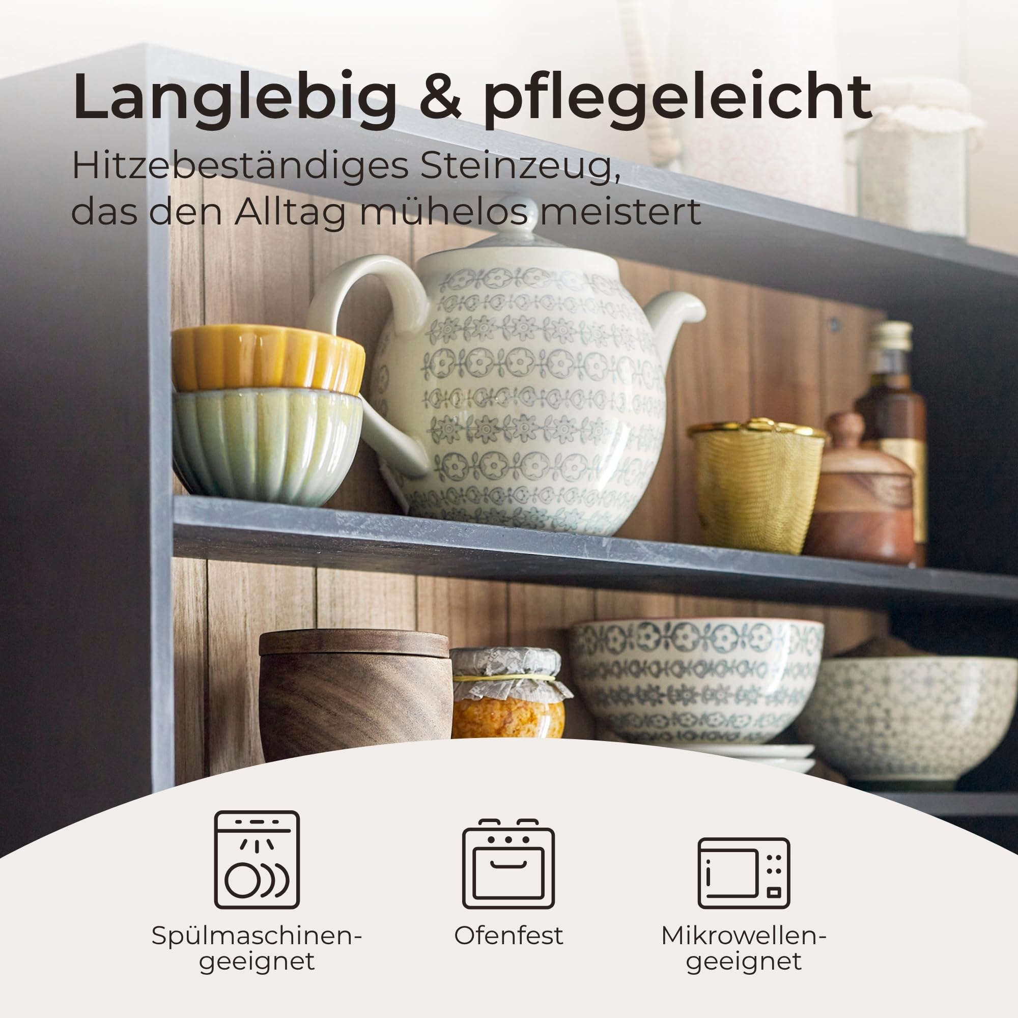 Bloomingville Teiera Karine, grigio, ceramica