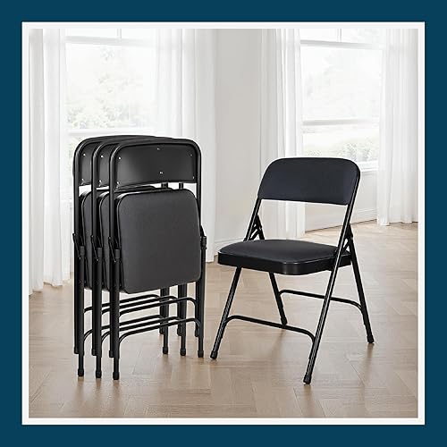 Miniatura 10 de OEF Furnishings Serie OEF2200 - Sillas plegables de doble bisagra acolchadas de tela de alta calidad para servicio pesado (paquete de 4, negro Negro
