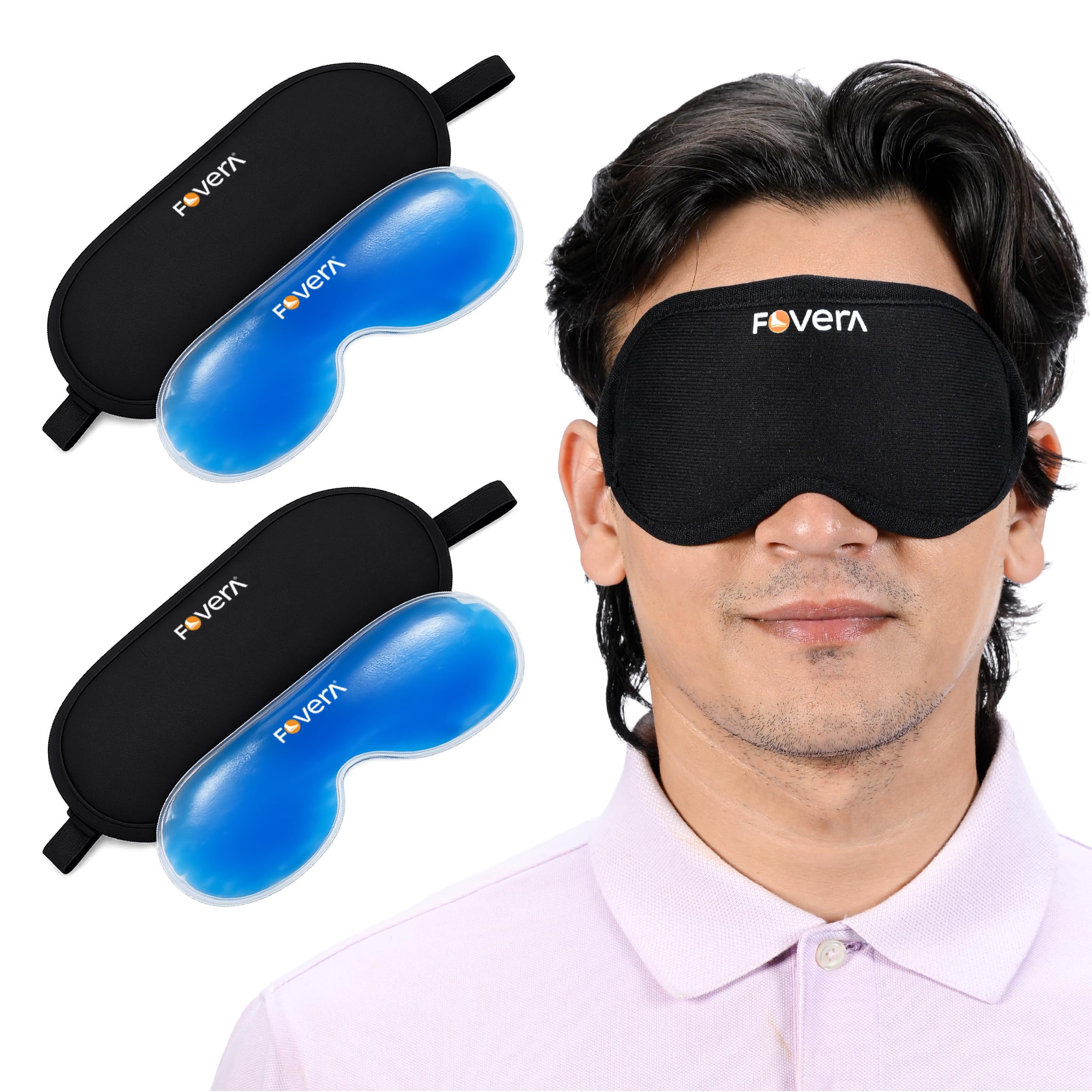 Cooling Gel Eye Mask with Soft Cover – Reusable Cold Compress Pack for Dark Circles, Puffy Eyes & Migraine Relief – Long Lasting Ice Eye Shade, Adjustable Strap for Sleep & Travel (Pack of 1)