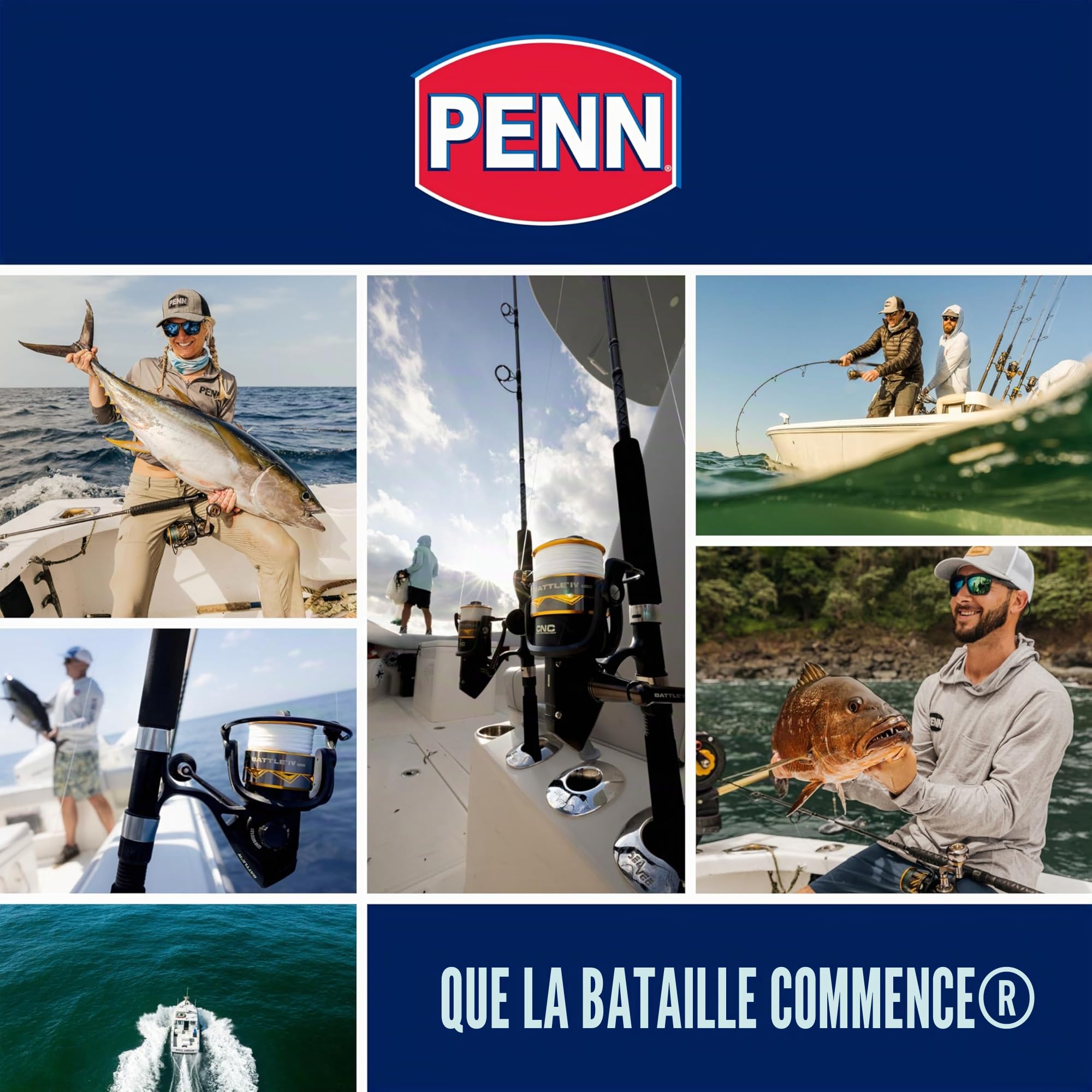 Penn Kit de Moulinet de Combat, Taille 5 000, Comprend Un Couvercle de Moulinet et Une Bobine de Rechange en Aluminium anodisé, Position de la poignée Droite/Gauche, système de Frein Avant HT-100