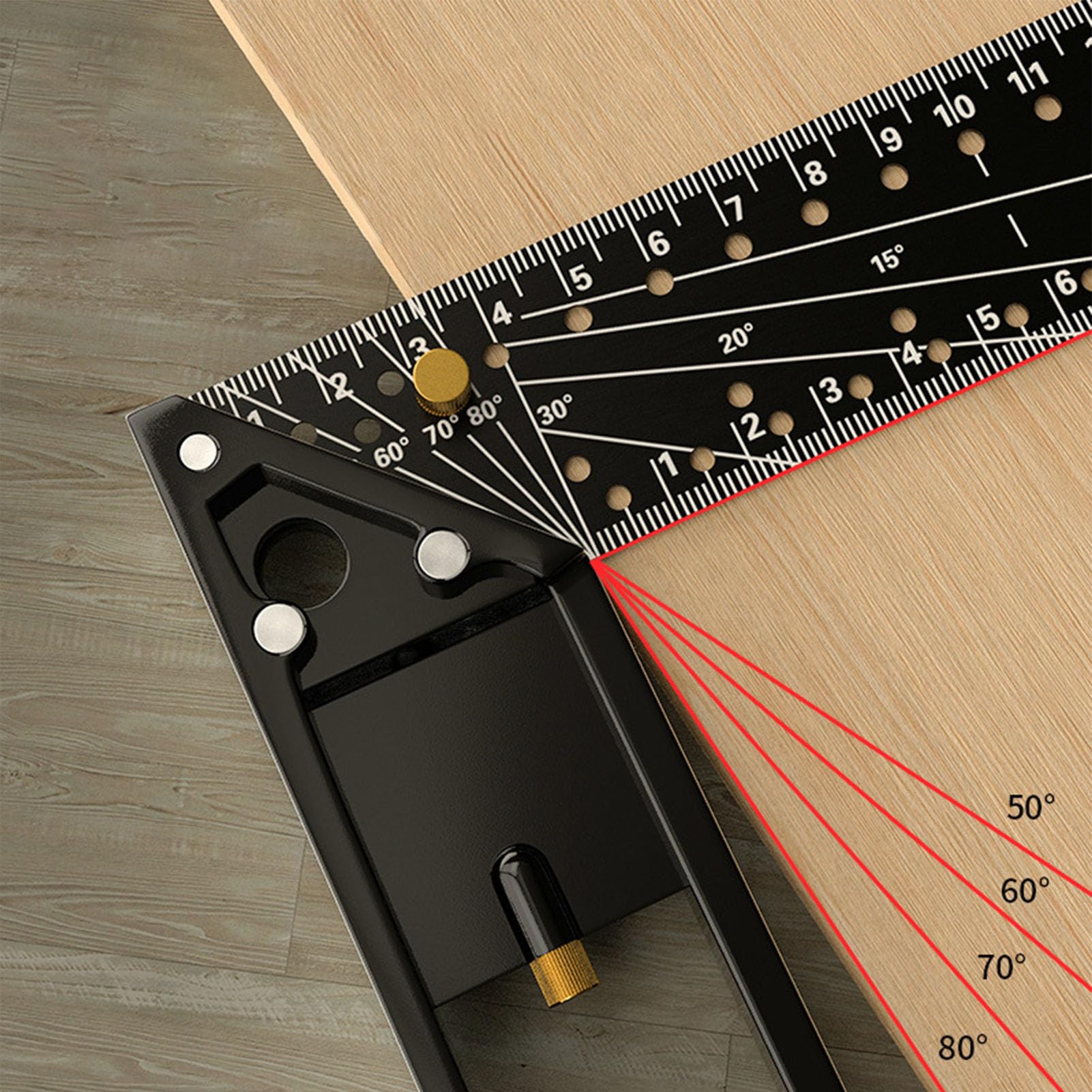 Righello di misurazione multiangolo professionale, righello ad angolo retto combinato universale da 45 a 90 gradi, strumento di misurazione accurato con tracciatore in acciaio