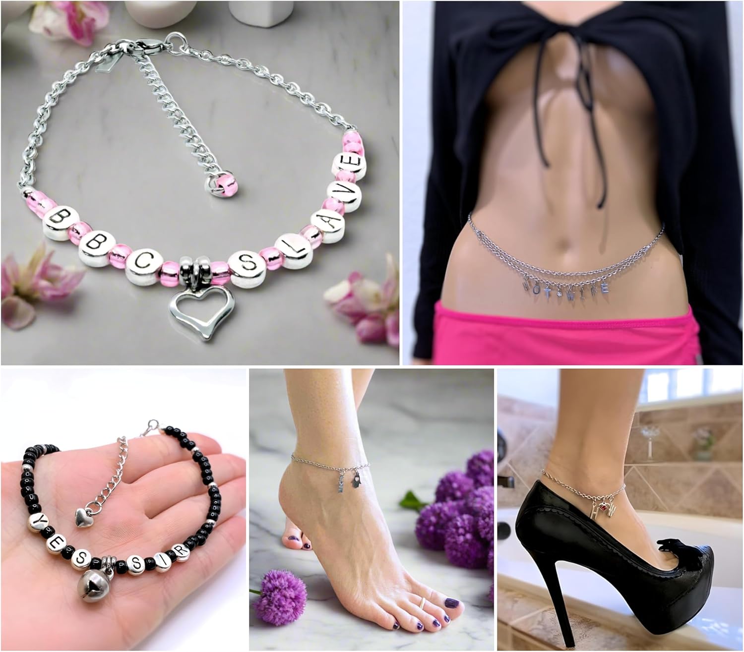 Sissy Anklet Bracelet Jewelry w/Bell Charms - Cuck Femboy Gurl Crossdresser Shemale