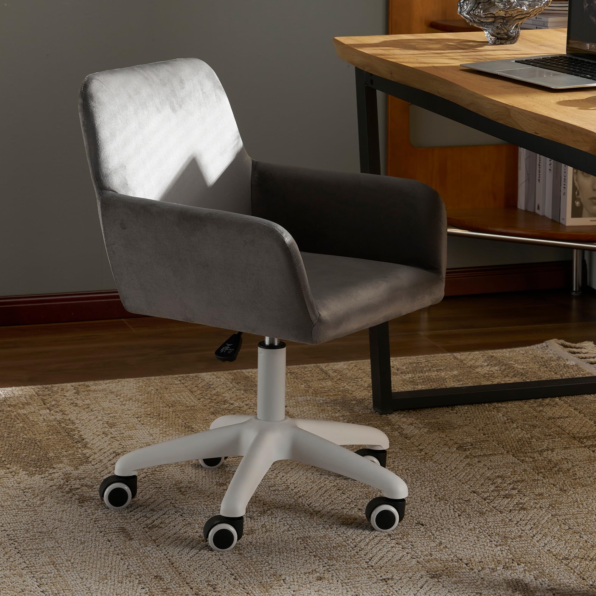 MOJAY Velvet Home Office Swivel Chair Computer Chair Pretty Office Chairs 360 Swivel Height Adjustable Reception Chair with