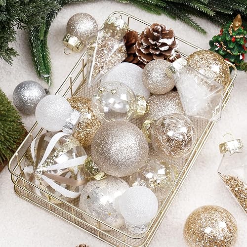 Miniatura 4 de Juego de adornos de bolas de Navidad, 34 piezas de plástico transparente inastillables para colgar en el árbol de Navidad, decoración de fiesta de