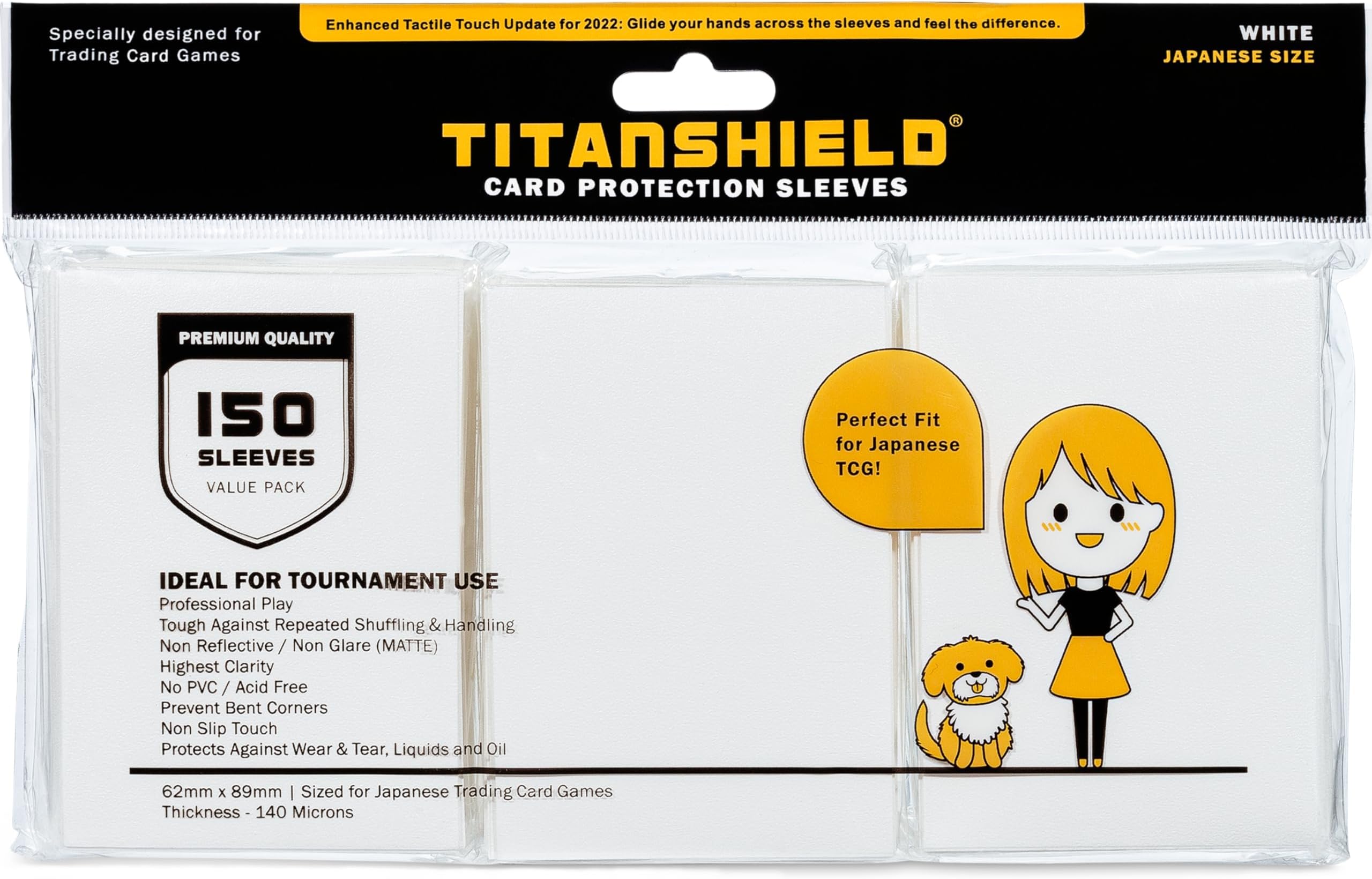 TitanShield Japanese Sized Trading Card Sleeves Deck Protector for Yu-Gi-Oh, Cardfight Vanguard & More