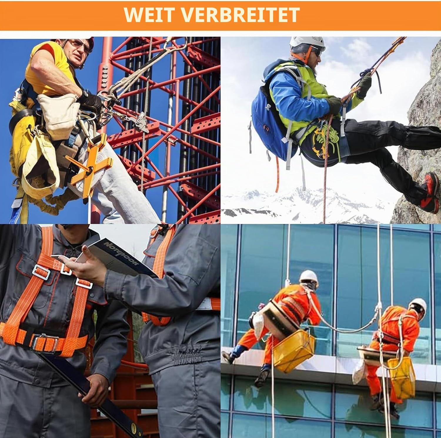 CHAMSUREUK Höhensicherheitssicherungs-Set, 5-Punkt-Sicherheitsgurt, Universalgröße, bewertet bis 100 kg, mit 2 großen Schnallen und 2 2 m Umhängebändern, zugelassen EN355, EN354 und EN361