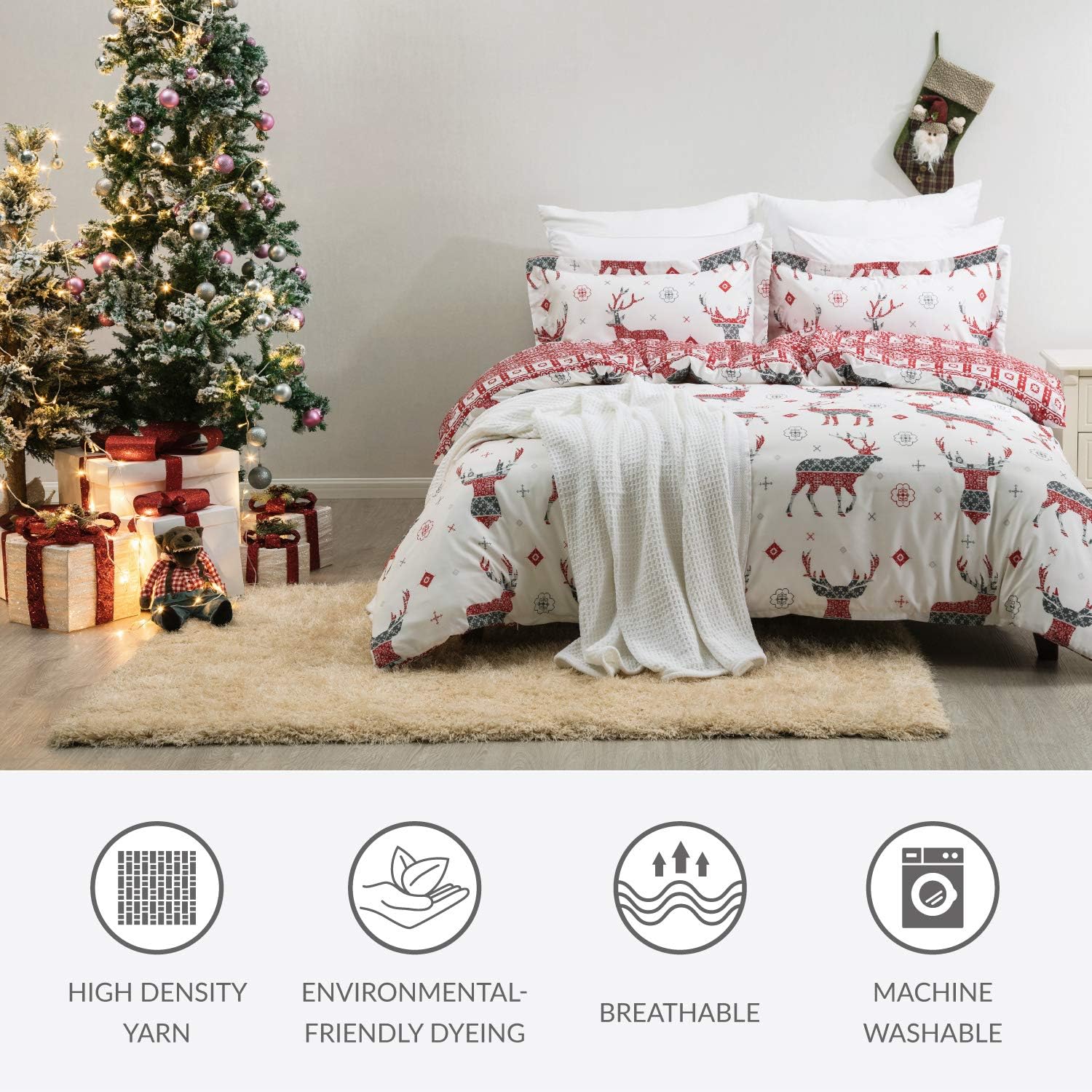 Bedsure Duvet Cover Set,King (104×90 inches) - Reversible Soft Microfiber Comforter Cover, 3 Pieces Bedding with 1 Duvet Cover (No Comforter Insert), 2 Pillow Shams