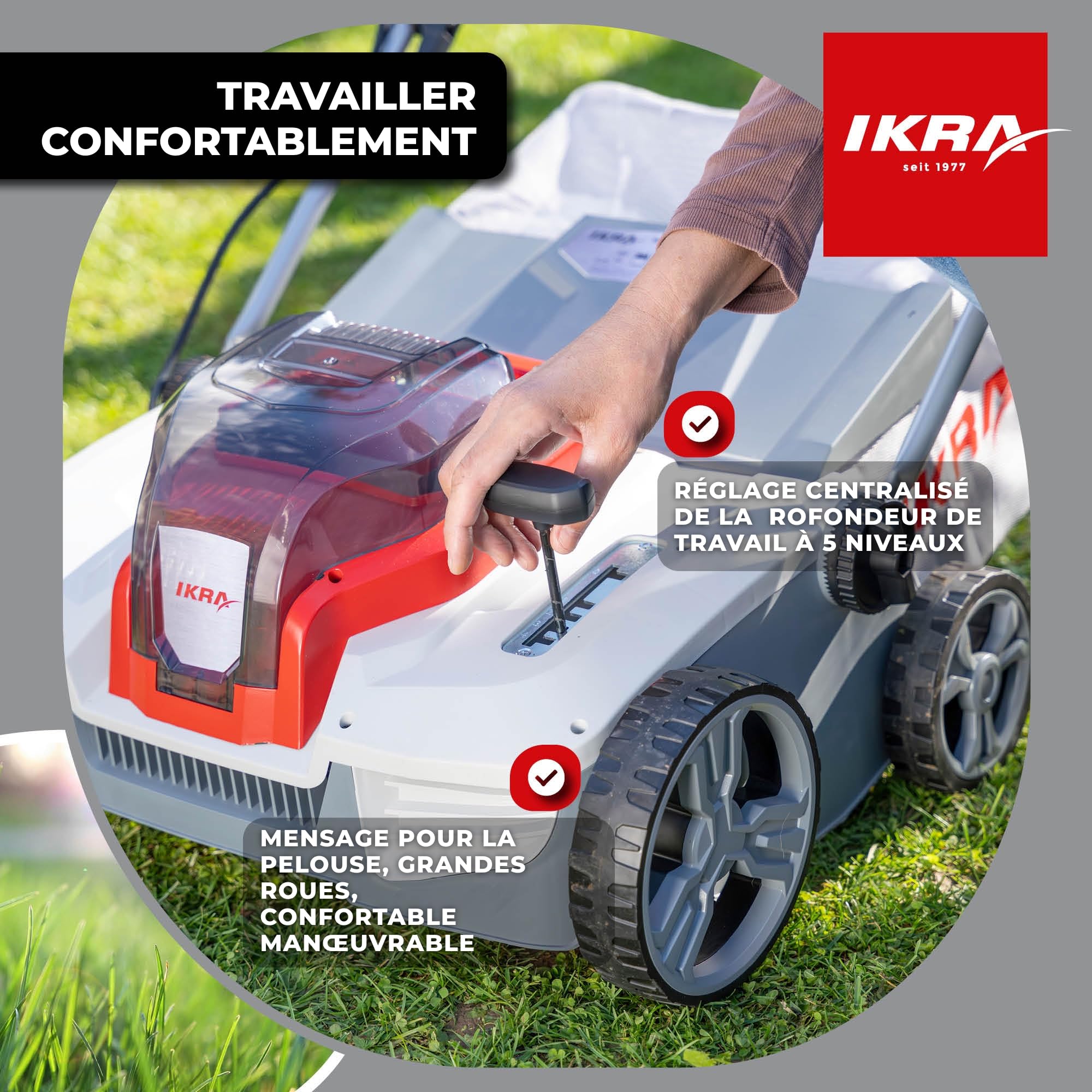 IKRA scarificateur et aérateur de gazon sans fil 3 en 1 IAVL 2-2040, 40 cm