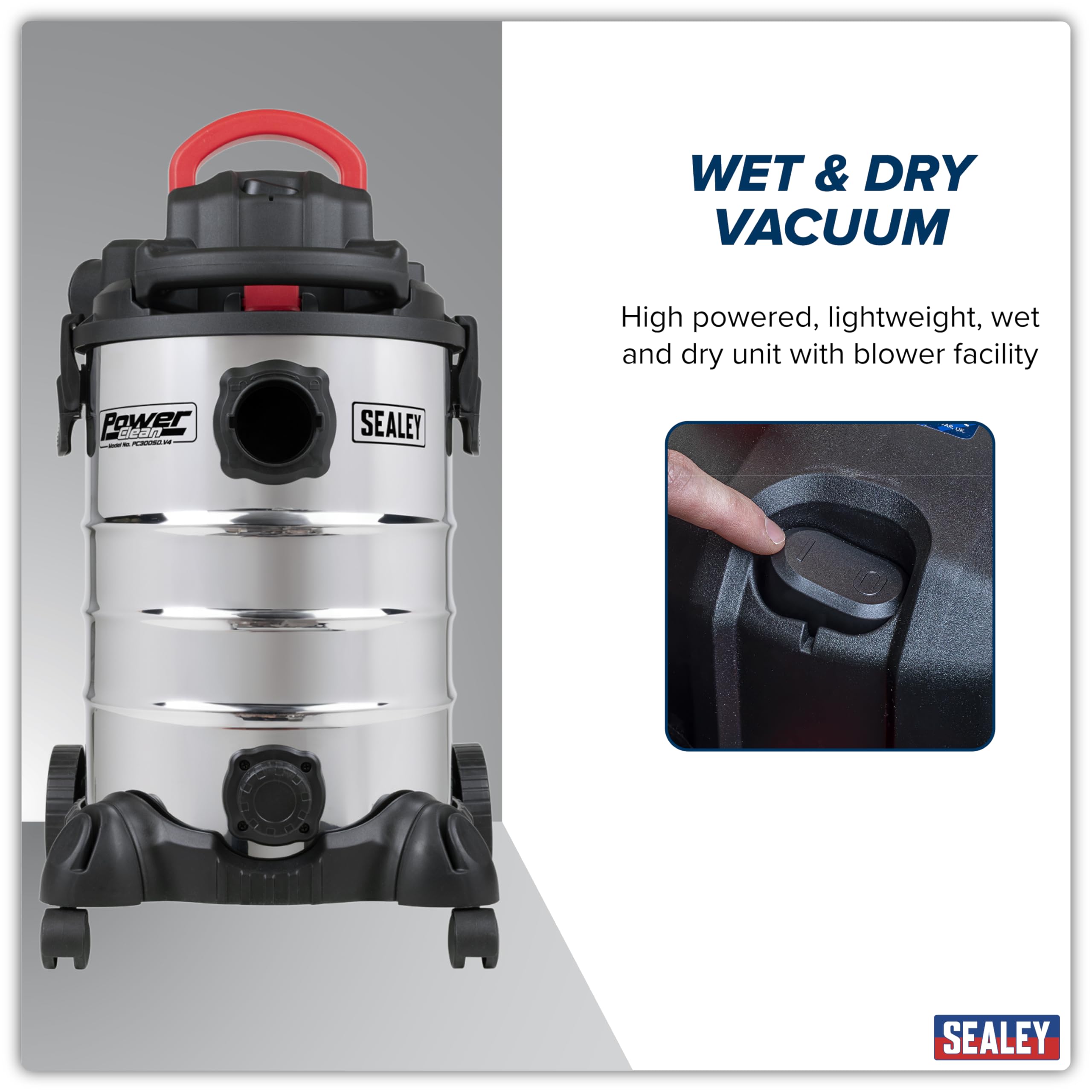 Sealey PC300SD 10. 1400W/ 240V Industriel Aspirateur Avec Accessoires