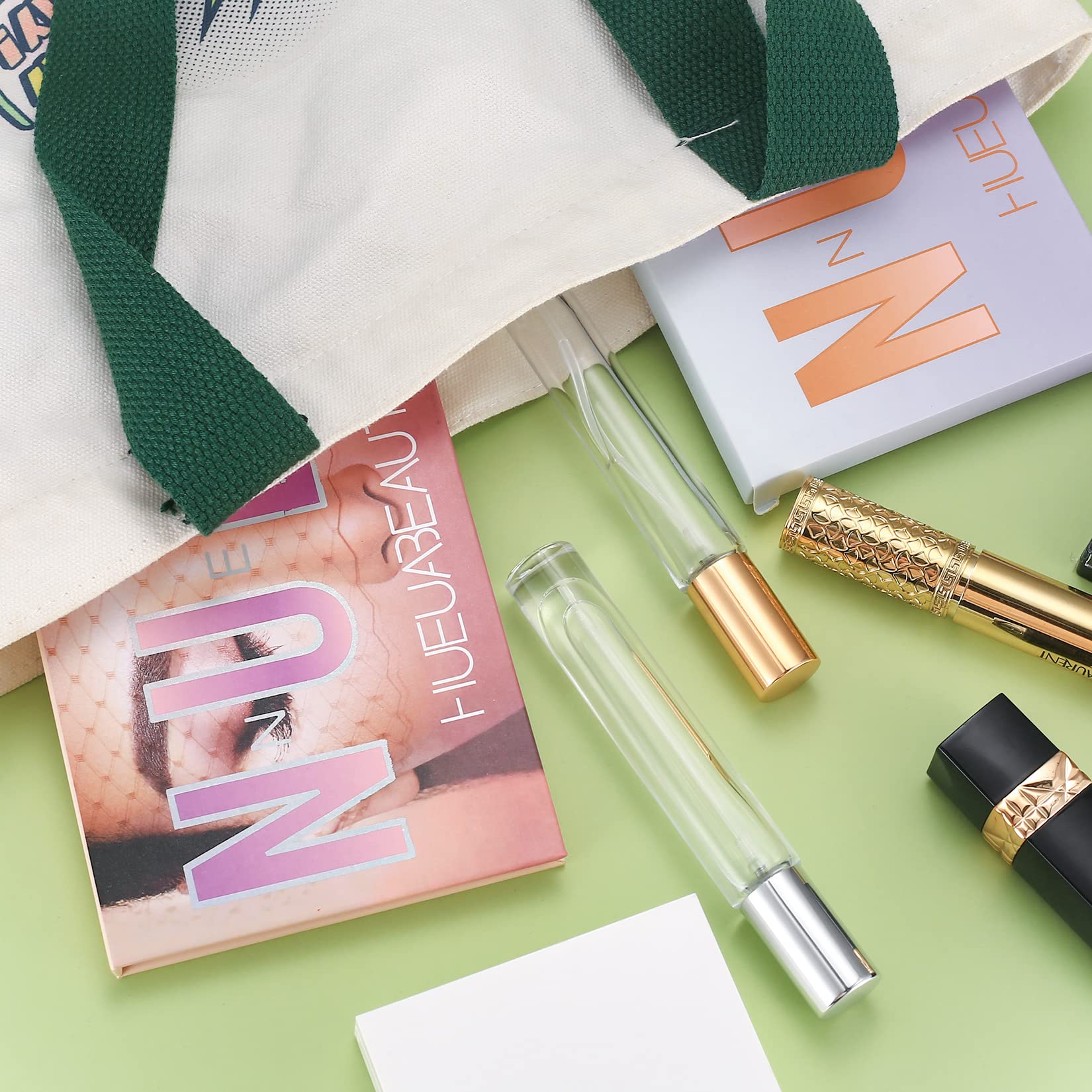 Set di 4 Spray per Profumo in Vetro, con Nebbia Fine, Flacone Spray per Profumo Riutilizzabile e Ricaricabile in Vetro, Flacone Spray per Viaggi, Profumi e Trucco - Argento