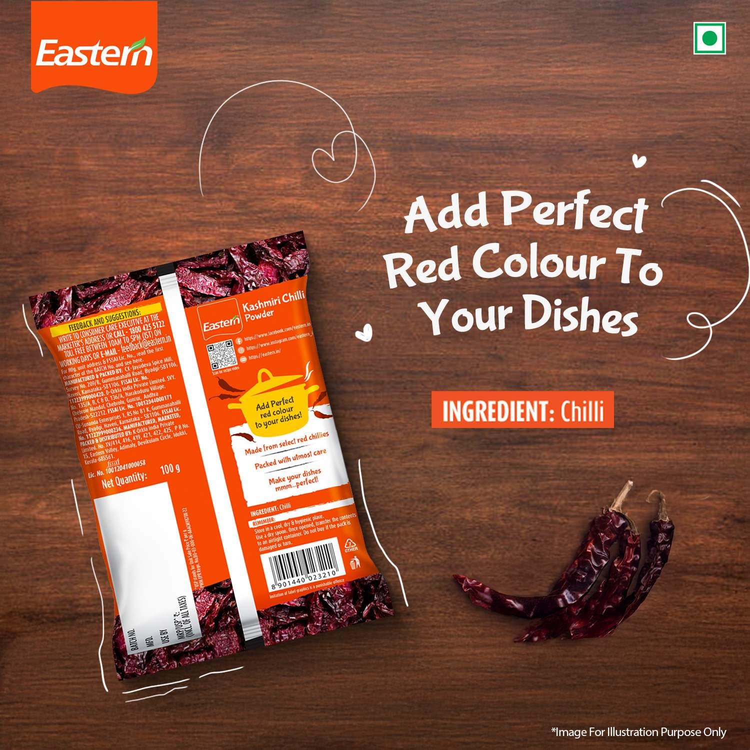 Eastern Kashmiri - Polvere di peperoncino rosso in polvere Kashmiri Lal Mirchi, 250 g, senza aggiunta di conservanti e colori