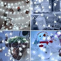 Vista 2 de Luces BrizLabs, guirnalda de 40 luces de Navidad con forma de copo de nieve, con batería