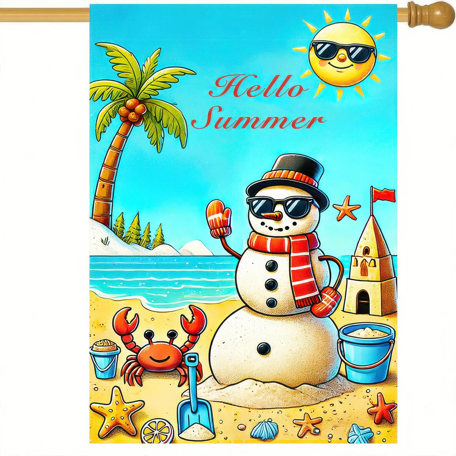 BlissYard Welcome Beach Snowman Decorative Garden Flag Double Sided 12 x 18 Beach Coastal Crab Yard Flag Outside Home Decorations Christmas Seasonal Outdoor Small Decor