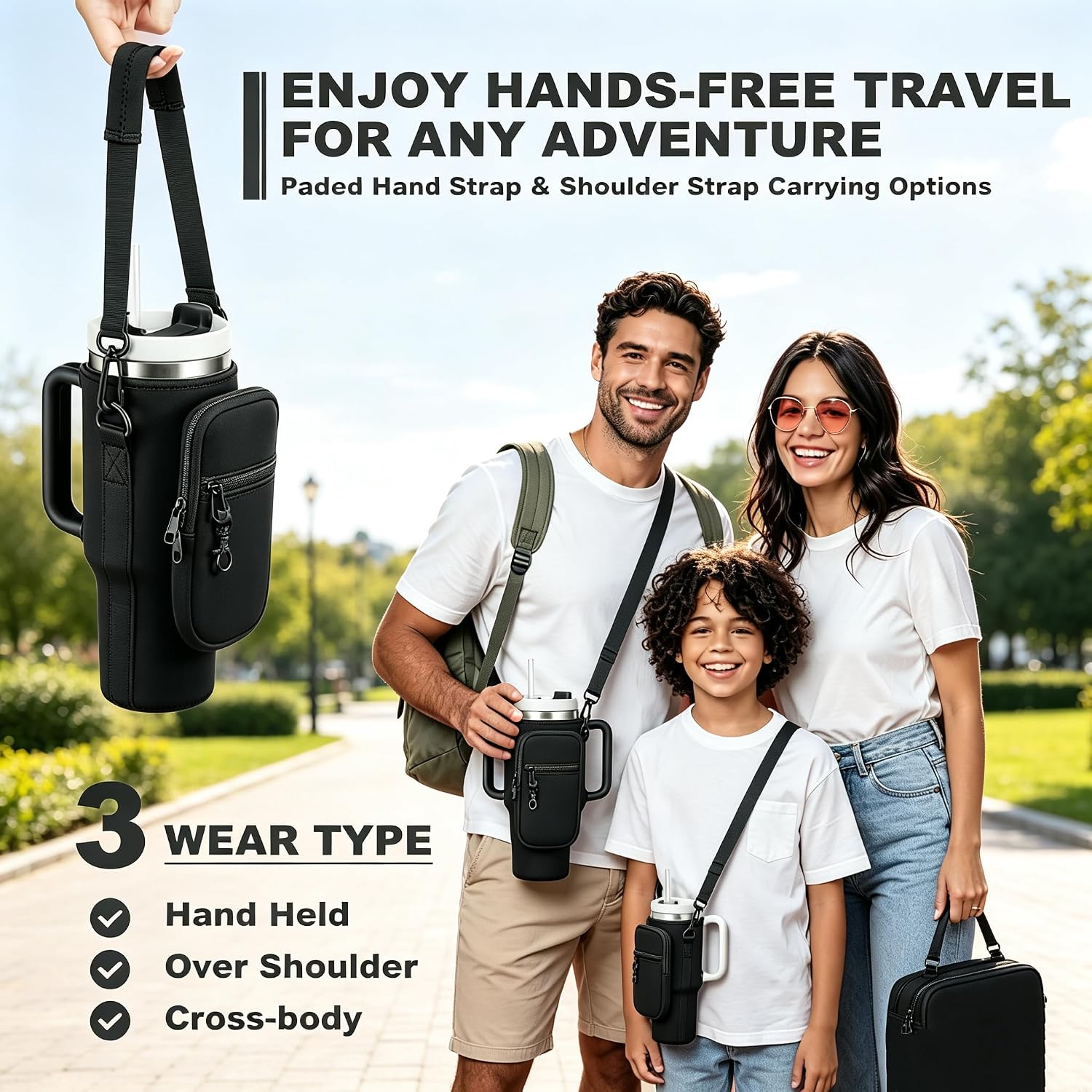 40oz Water Bottle Bag with strap,Compatible with stanley cup accessories image 5