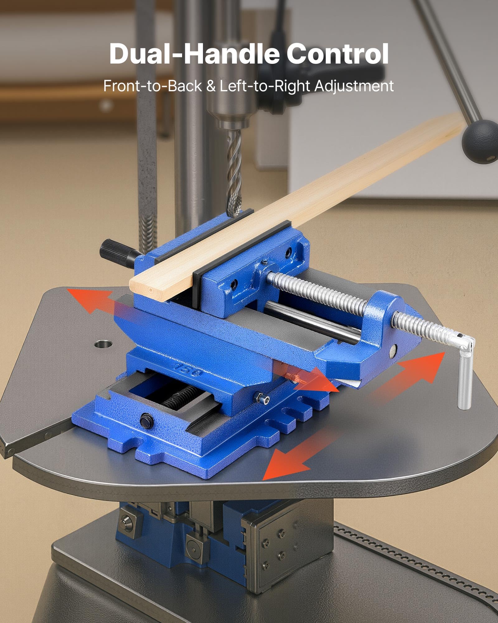 VEVOR Étau Croisé de Perceuse à Colonne, Largeur de Mâchoire 101,6 mm, Étau d'Établi de Perçage en Fonte Robuste, avec Axe XY Bidirectionnel, pour Travail du Bois, Perçage, Fraiseuse CNC, Atelier
