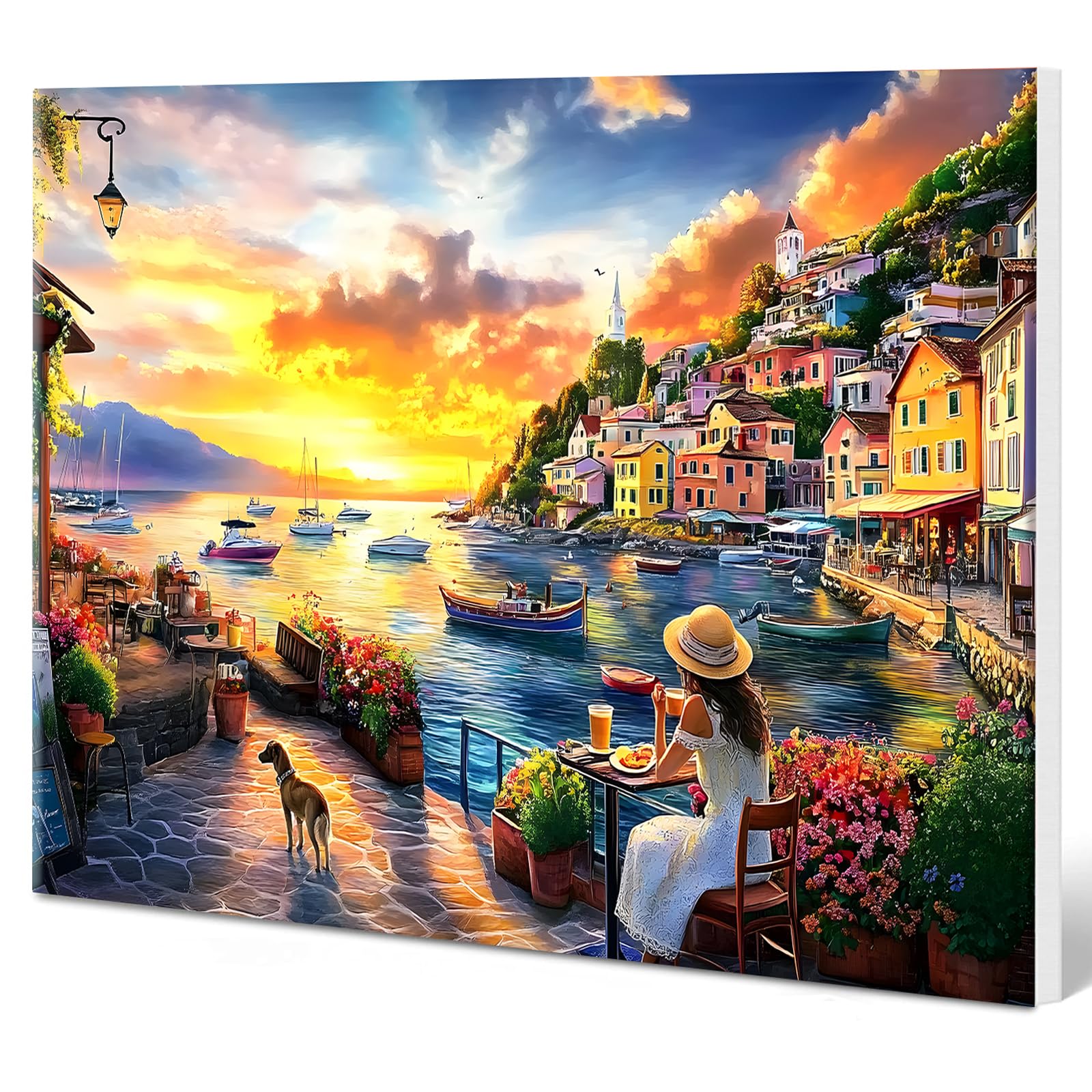 MXJSUA Peinture par Numéros 30x40 cm avec Cadre, Ville Côtière Kit de Peinture DIY pour Adultes et Débutants, Décoration Murale Artistique avec Toile Pré- étirée, Peinture Acrylique et Pinceaux MXJSUA Peinture par Numéros 30x40 cm avec Cadre, Ville Côtière Kit de Peinture DIY pour Adultes et Débutants, Décoration Murale Artistique avec Toile Pré- étirée, Peinture Acrylique et Pinceaux