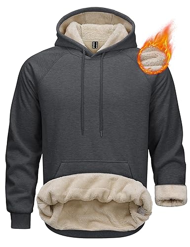 MAGCOMSEN Men's Sherpa Hoodie Heavyweight Fleece Lined Thick Winter Thermal