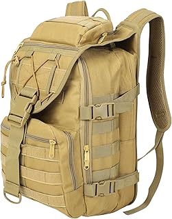 Zaino Tattico Militare 35L, Impermeabile Zaini da Hiking, Zaino Assault 3 Giorni da Combattimento Molle per Escursionismo All'aperto Viaggio Campeggio Caccia alla Pesca Trekking, Cachi