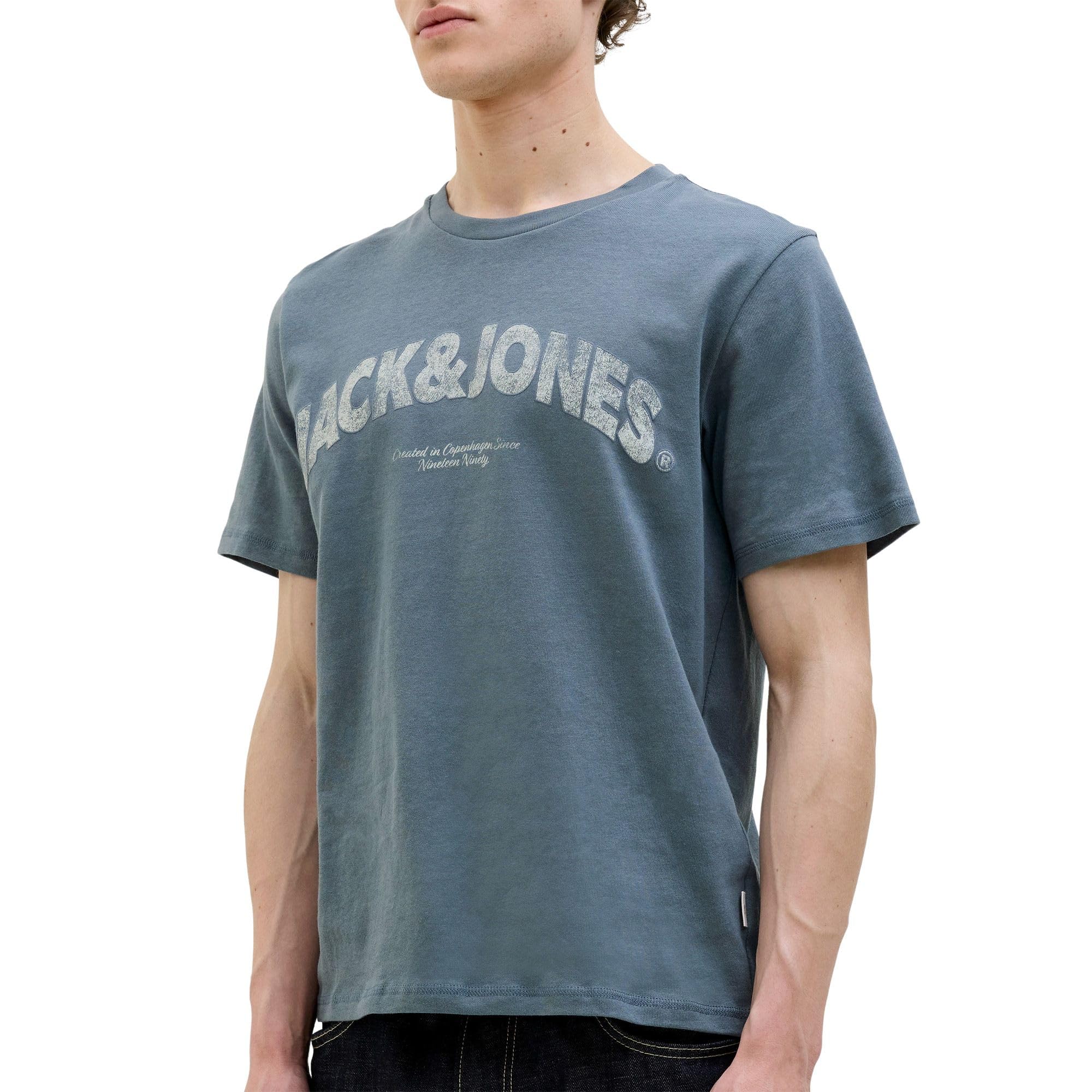 JACK & JONES Men's Joralmeria Bold Branding Tee Ss Cn, Stormy Weather, S
