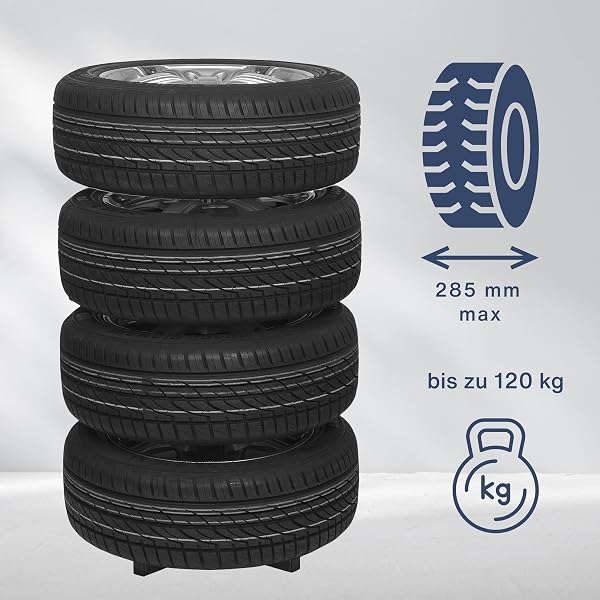 cartrend Support de pneu XL - Charge maximale de 120 kg - Compatible avec tous les types de jantes et pneus jusqu'à 285 mm - Noir - 4