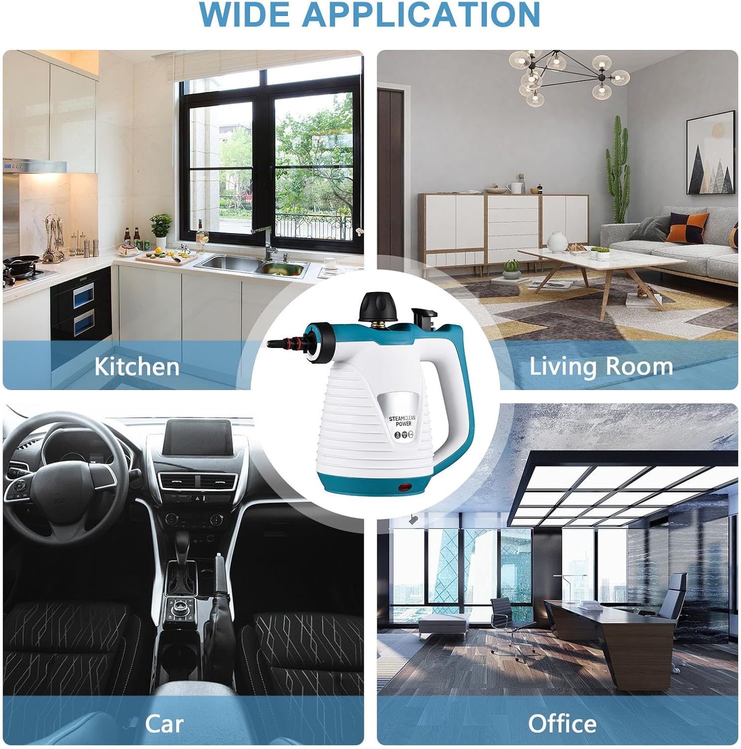 FLEXMAN 350ml Handheld Steam Cleaner, 900 to 1050W Multipurpose Portable Upholstery Steamer Cleaning for Kitchen, Bathroom, Car Corner