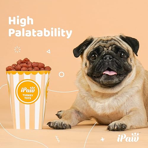 iPaw Chicken Tots Dog Treats for Puppy Training, All Natural Human Grade Dog Treat, Hypoallergenic, Easy to Digest (Chicken Tots)(3.5 Ounce (Pack of 1),Turkey Tots)