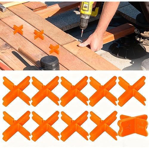 10PCS Deck Spacers,Durable Deck Spacer Tool to Uniform Gap Between Installed Deck Boards for Treated Lumber and Composite Decking Handy Deck Building Tools Deck Board Spacers (Orange)