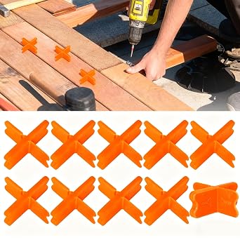 10PCS Deck Spacers,Durable Deck Spacer Tool to Uniform Gap Between Installed Deck Boards for Treated Lumber and Composite Decking Handy Deck Building Tools Deck Board Spacers Orange