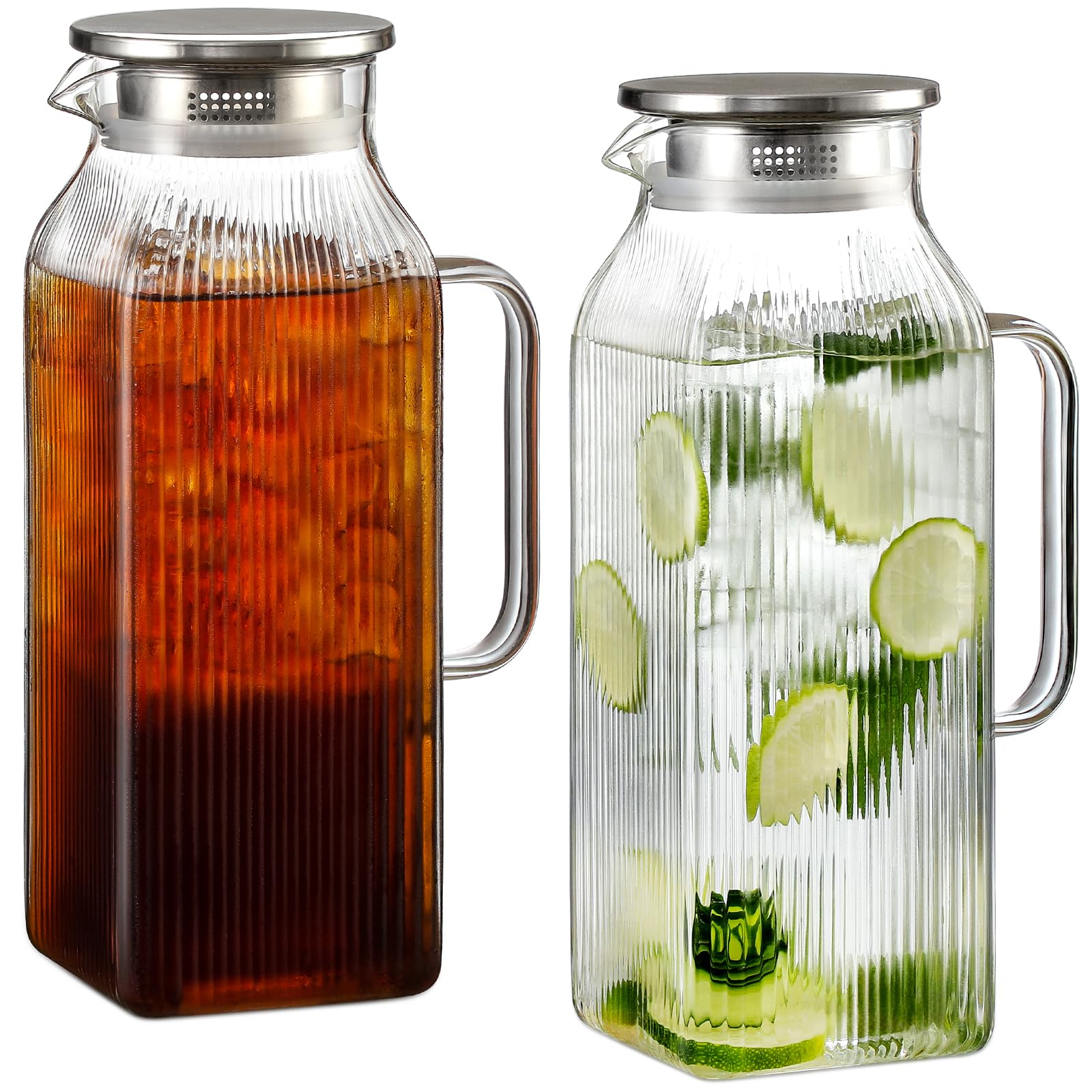 Snuvid 2-Pack 2 Liter Square Glass Pitcher