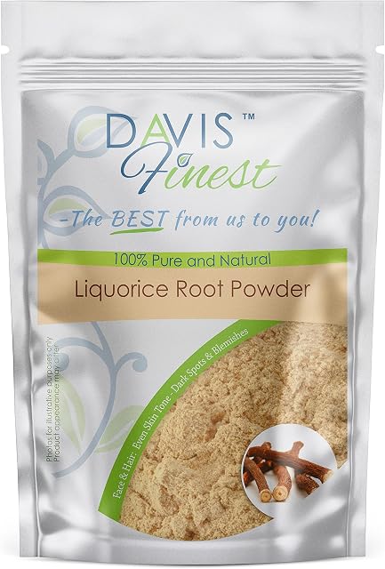 Davis Finest Liquorice Root Mulethi Powder, Natural Skin Lightening & Face Brightening Moisturising Facial Mask to Lighten Dark Spots, Blemishes & Discoloration for Clean Clear Even Skin Tone 100g