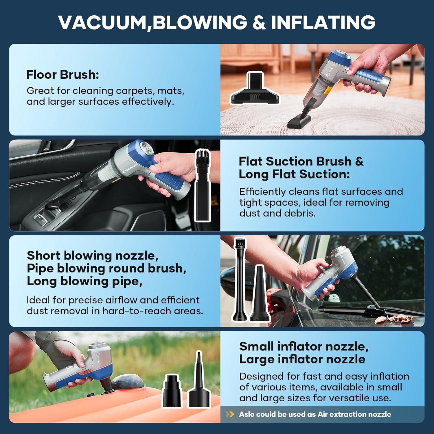 3 in 1 Cordless Handheld Vacuum Cleaner HL137 Set & One Set Filter(4 Pieces)