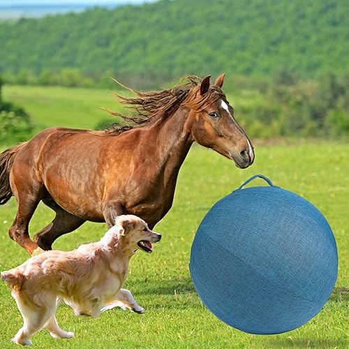 Miniatura 5 de Mega Ball Cover - Funda extra grande de entrenamiento equino de 25 pulgadas para caballos perros, incluye prácticas asas de transporte (azul)