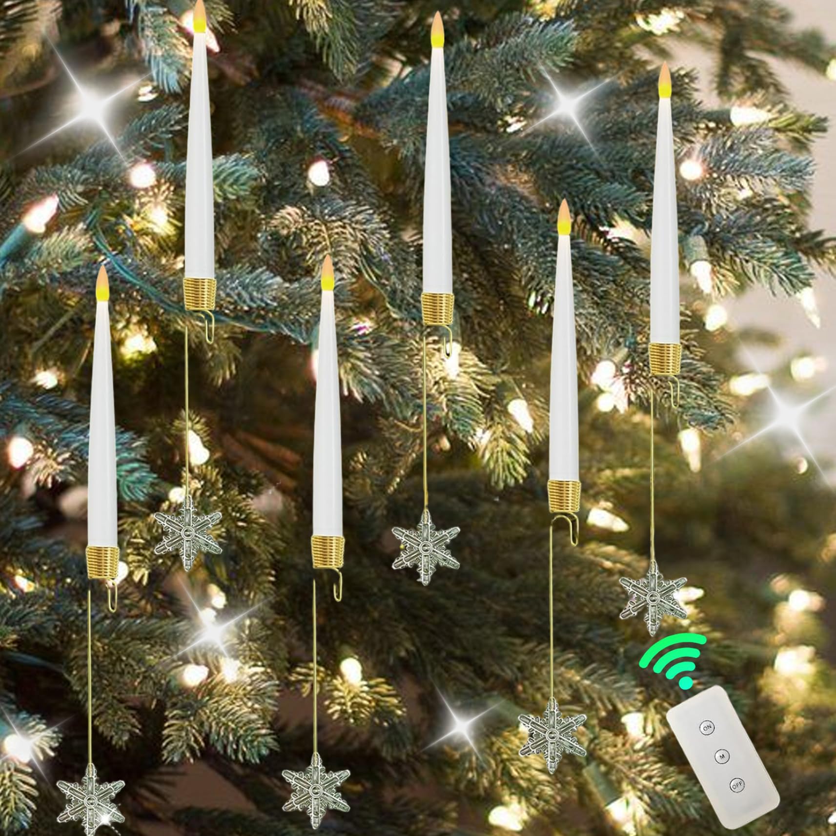 Esiifuu Jorzer 6Pcs Christmas Tree Candle Lights Flickering Christmas Tree Candles With Remote Flameless For Home Party Decor