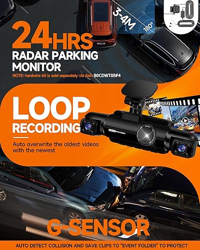 Miniatura 5 de Cámara de tablero de 360 frontal, trasera e interior, 4 canales 3K+3 x 1080P, Wi-Fi GPS de 5 GHz, control de voz, cámara de tablero 4K+1080P* 2 para