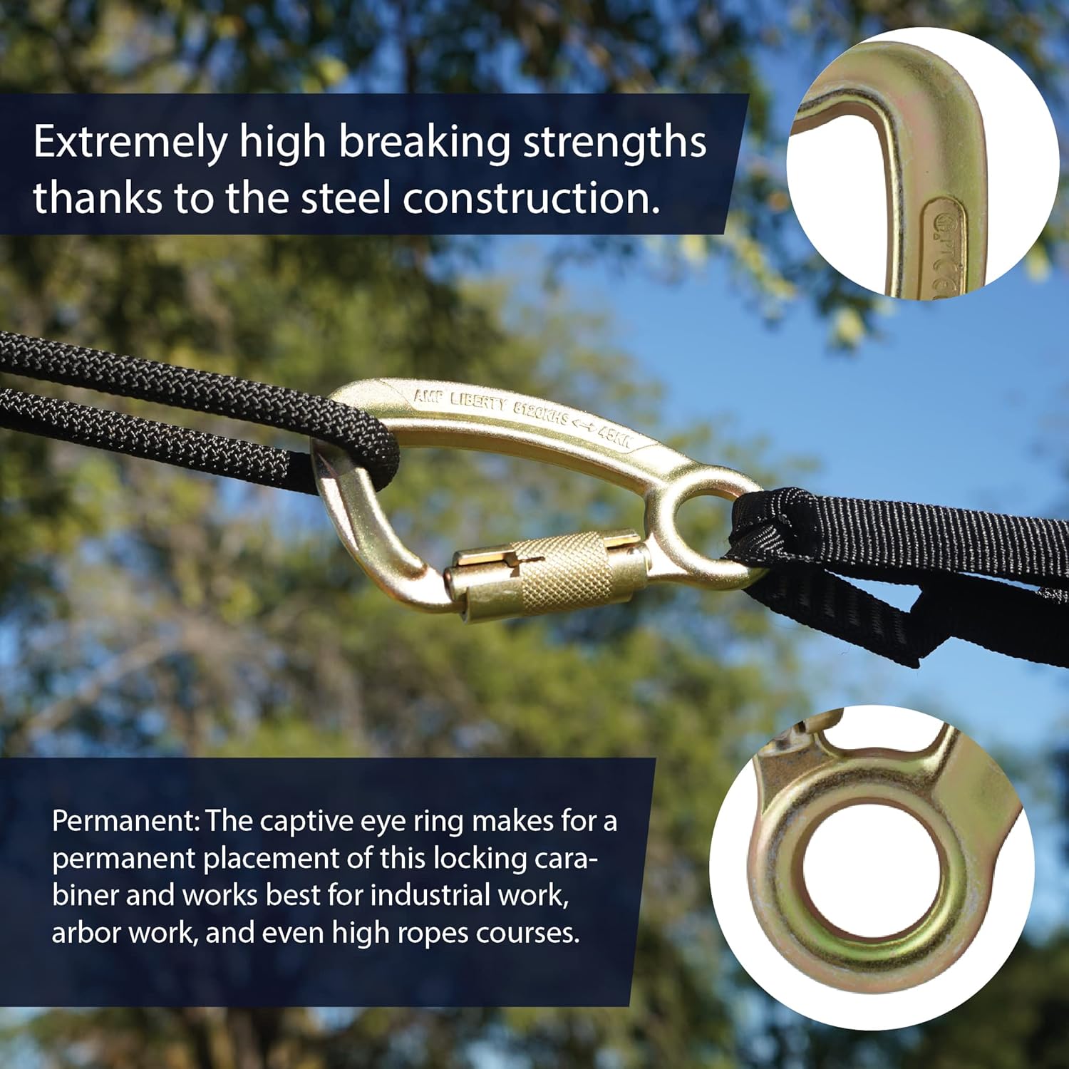 FUSION Climb Liberty Steel Auto-Lock Captive Eye High Strength Carabiner : Sports & Outdoors