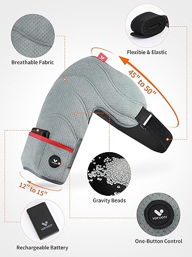 Miniatura 5 de Vofuoti Almohadilla térmica de hombro, soporte de hombro portátil con batería y 3 ajustes de calor, envoltura térmica inalámbrica para hombres y
