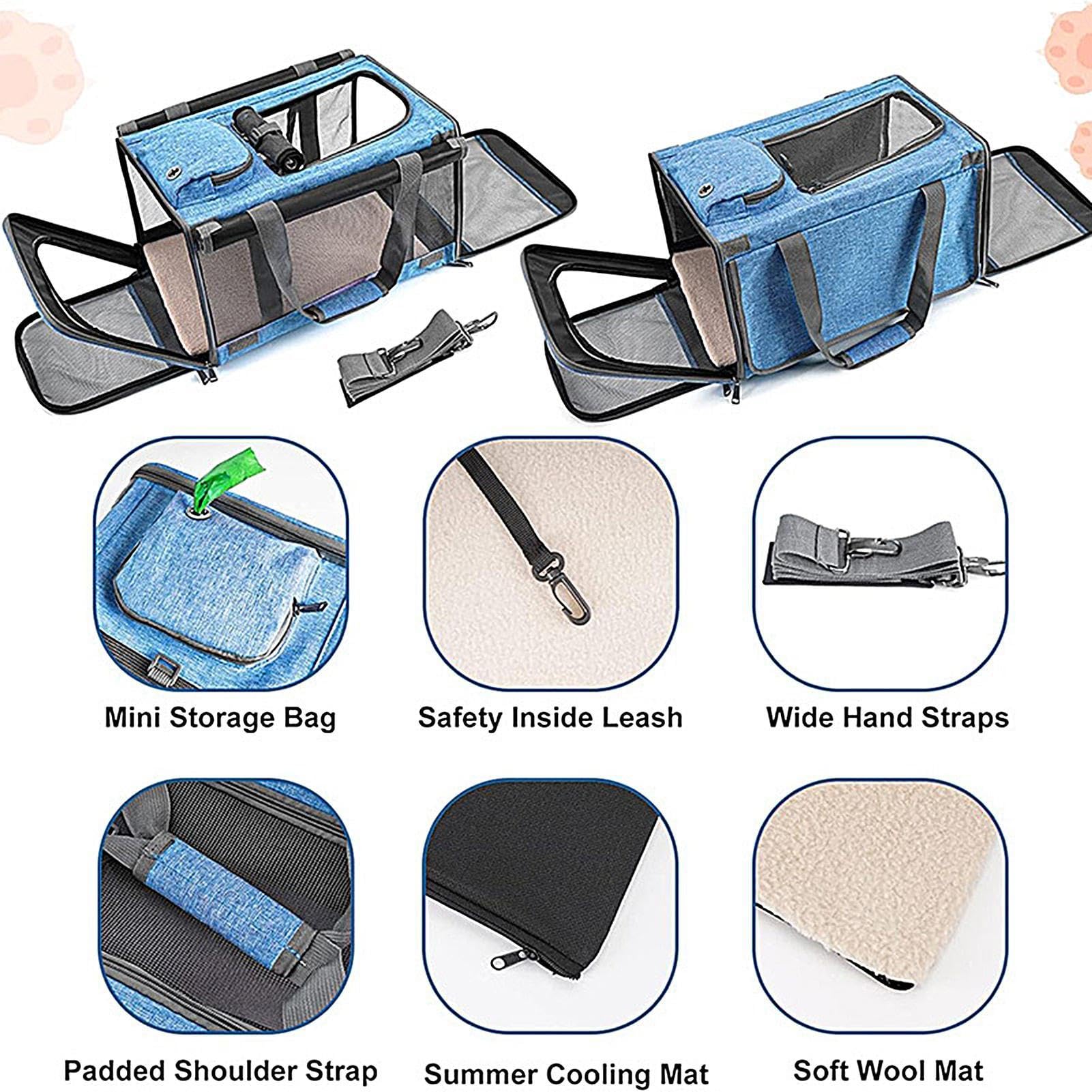 Trasportino per Gatti Fino a 9 kg, Borsa Portatile Traspirante per Viaggi | Borsa da Trasporto per Gatti per Aereo, Auto, Campeggio, Avventura all'Aperto, Ospedale, Moto