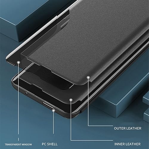 Miniatura 4 de Funda para Samsung S21 Ultra, Galaxy S21 Ultra Funda de piel transparente con función atril magnético para mujeres y hombres, a prueba de golpes,