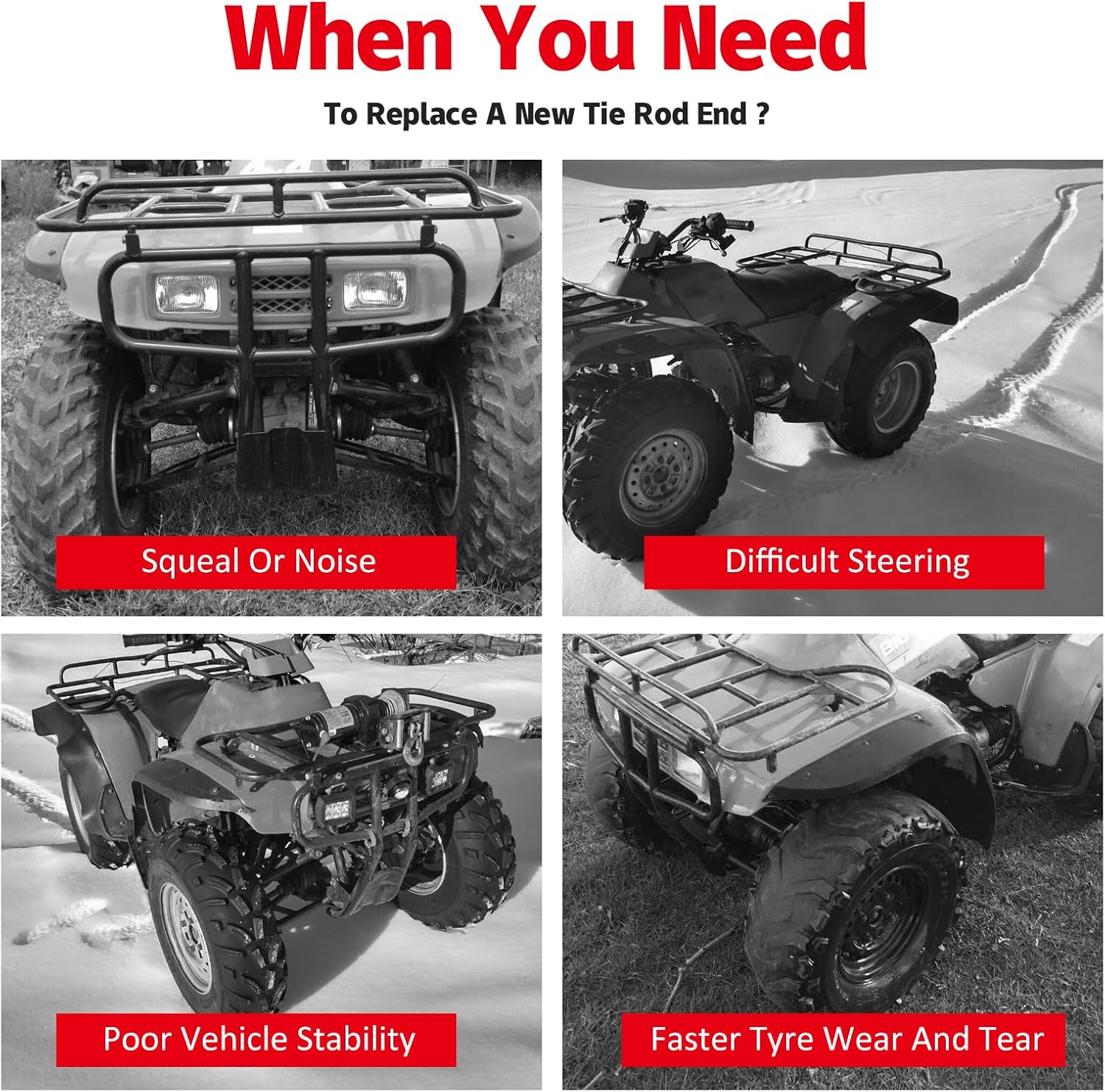 M MATI Left And Right Tie Rod Assy Sets Compatible With Honda FourTrax 300 2x4 TRX300 1993-2000 FourTrax 300 4x4 TRX300FW 1988-2000