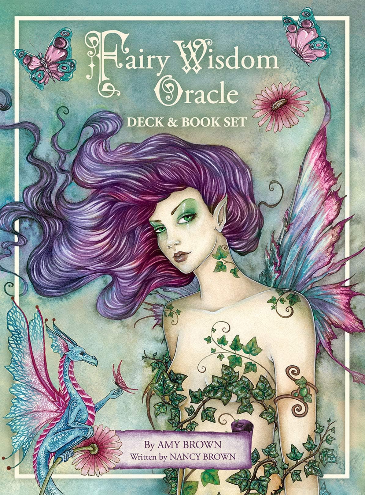 Fairy Wisdom Oracle Deck & Book Set: 64 Borderless Cards, Delicate, Whimsical Artwork by Fantasy Artist Amy Brown, Playful Fairies, Dragons and Elves, ... Fully Illustrated Hardcover Guidebook