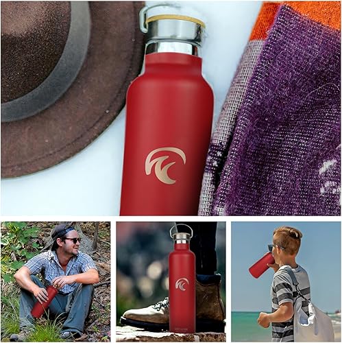 Miniatura 5 de Wet Work Botella de agua de acero inoxidable para bebidas frías y calientes, termo aislado de doble pared para agua, refrescos, café, té con boca