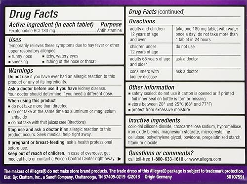 Miniatura 2 de Allegra Allergy 40 tabletas (paquete de bono - 33% más) Protección 24 horas - No somnolencia