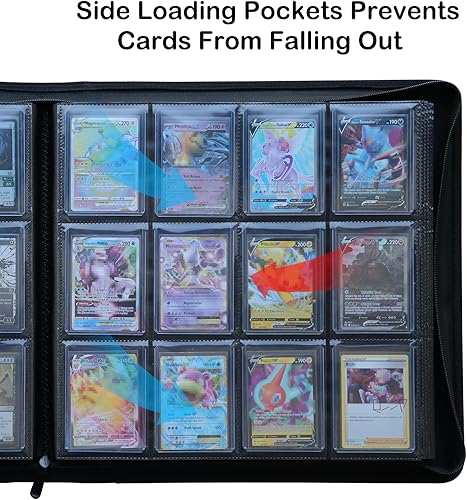 Miniatura 3 de Rayvol Carpeta de 12 bolsillos con capacidad para 432 cargadores superiores de 12 bolsillos para almacenamiento de tarjetas, 400 bolsillos de doble