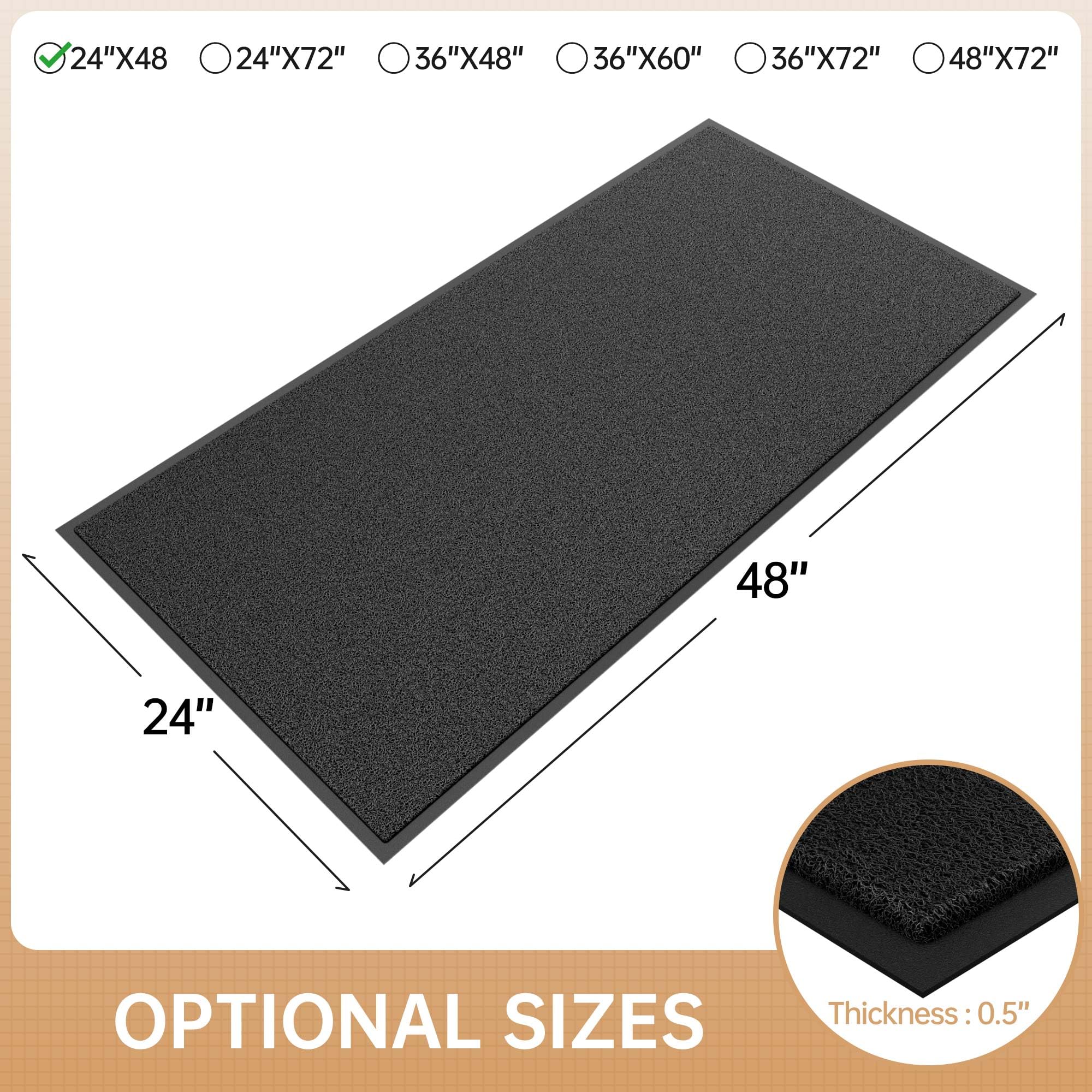 100pointONE Sturdy Front Door Mat, 24